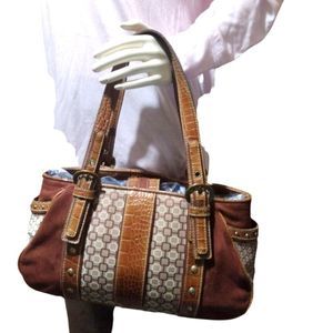 NINE West Suede & Leather Shoulder Bag